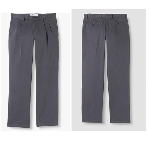 Amazon Essentials Men's Wrinkle-Resistant Chino Pants Sz 46Wx30L Gry - Picture 2 of 4